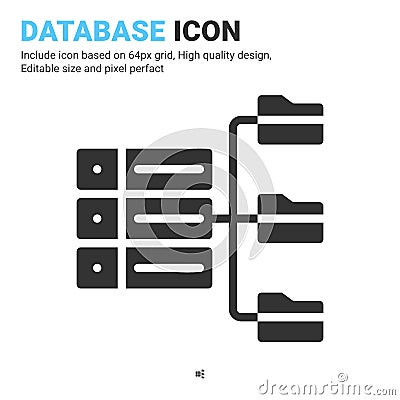 Database icon vector with glyph style isolated on white background. Vector illustration folder, server sign symbol icon concept Vector Illustration