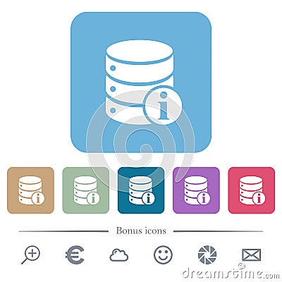Database info flat icons on color rounded square backgrounds Stock Photo