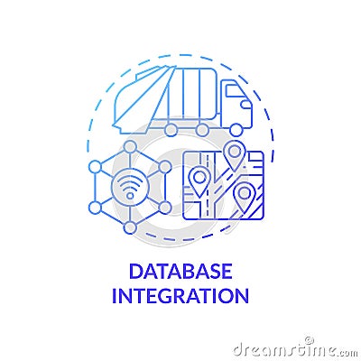 Database integration blue gradient concept icon Vector Illustration