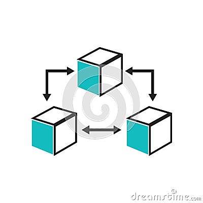 Database Interconnected icon vector sign and symbol isolated on white background, Database Interconnected logo concept Vector Illustration