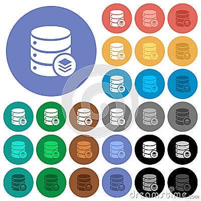 Database layers round flat multi colored icons Stock Photo