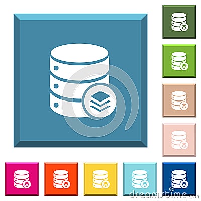 Database layers white icons on edged square buttons Stock Photo