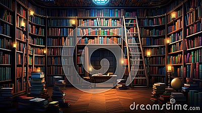 database library and information science Cartoon Illustration
