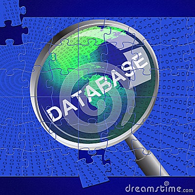 Database Magnifier Represents Search Magnify And Databases Stock Photo