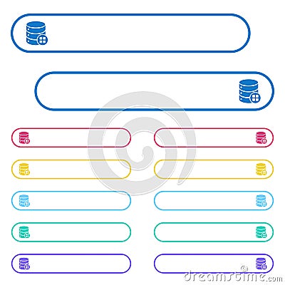 Database modules icons in rounded color menu buttons Stock Photo
