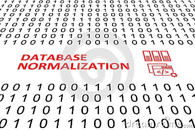 DATABASE NORMALIZATION concept binary code 3d Cartoon Illustration