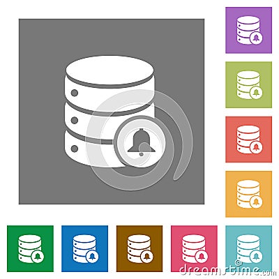 Database notifications square flat icons Stock Photo