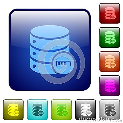 Database processing color square buttons Stock Photo