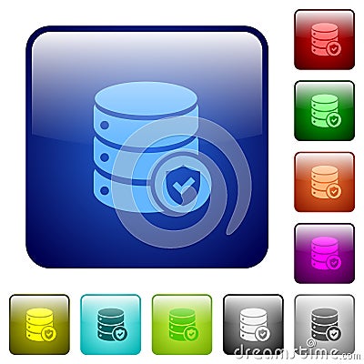 Database protected color square buttons Stock Photo