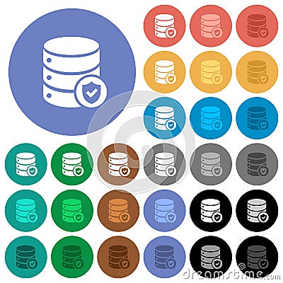 Database protected round flat multi colored icons Stock Photo