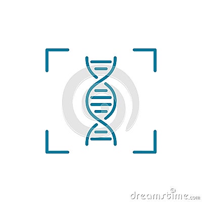 DNA identification line icon. Biometrics concept. Identity authorization. Forensics analysis. Vector Illustration