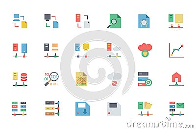 Database and Server Colored Vector Icons 5 Stock Photo