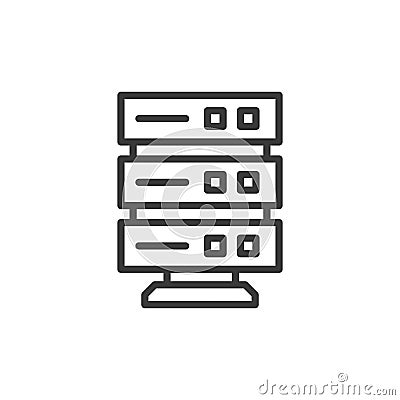 Database server, icon in line design. Database, server, storage, data, management, access, security on white background Vector Illustration