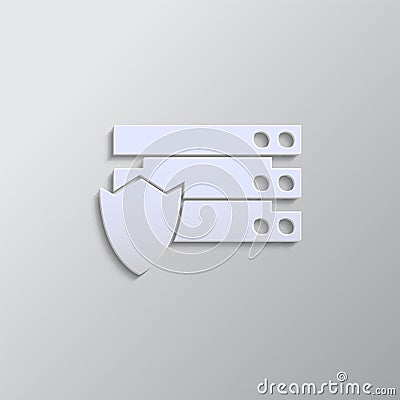 Database, server, shield paper style, icon. Paper style vector icon Stock Photo