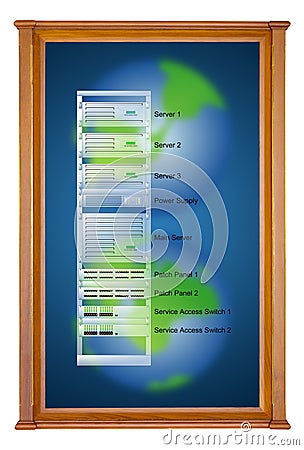 database server in wooden picture modern frame Stock Photo