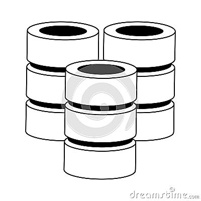 Database servers disks technlogy symbol in black and white Vector Illustration