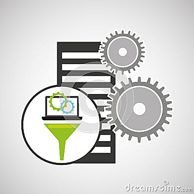 Database setting analysis computer gear Vector Illustration