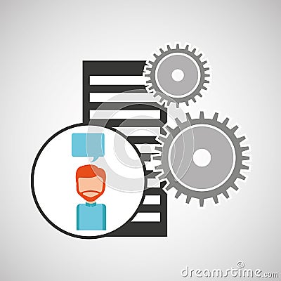 Database setting character bubble speech Vector Illustration
