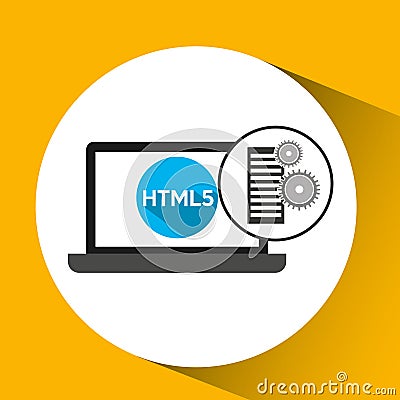 Database setting laptop language code Vector Illustration