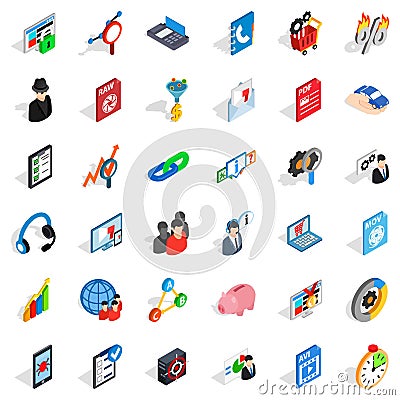 Database shield icons set, isometric style Vector Illustration
