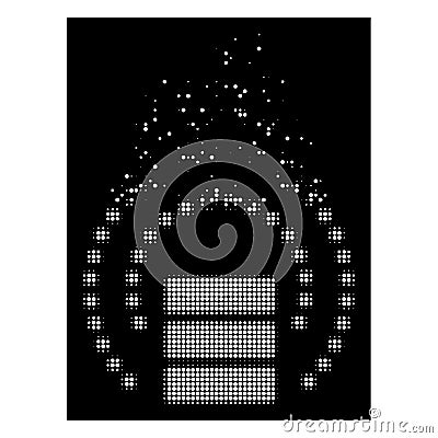 Bright Fractured Pixelated Halftone Database Sphere Shield Icon Vector Illustration