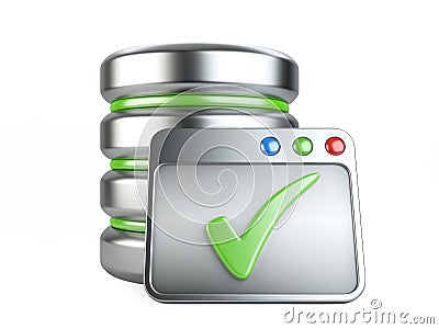 Database storage concept with Ok sign Stock Photo