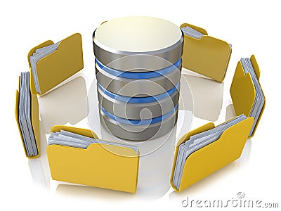 Database storage concept on servers in cloud. 3D image isolated Stock Photo