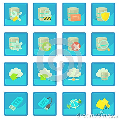 Database symbols icon blue app Vector Illustration