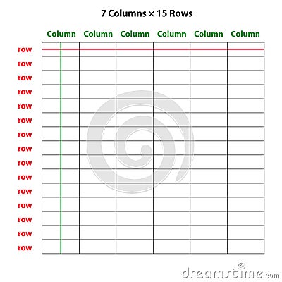 Database table entries or tabular table for data line art vector icon for tech apps and websites. Vector Illustration