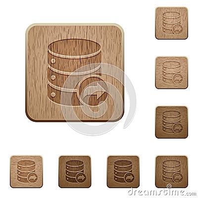 Database transaction commit wooden buttons Stock Photo