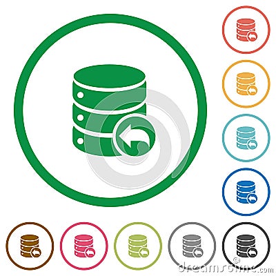 Database transaction rollback flat icons with outlines Stock Photo