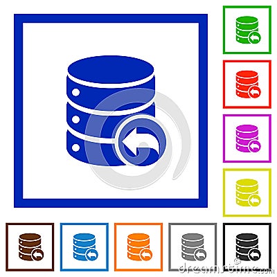 Database transaction rollback flat framed icons Stock Photo