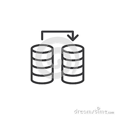 Database transfer files line icon Vector Illustration