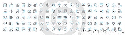 Database vector line icons set. database, SQL, MySQL, Oracle, Access, MongoDB, PostgreSQL illustration outline concept Vector Illustration