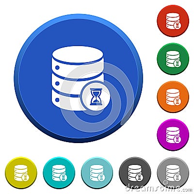 Database working beveled buttons Stock Photo