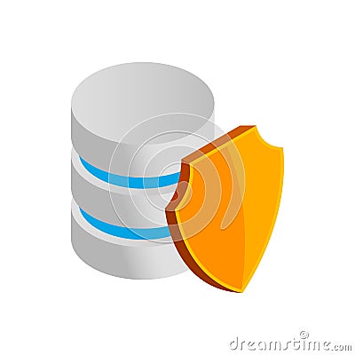 Database with yellow shield icon Vector Illustration