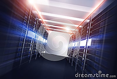 Datacenter Servers Alley Stock Photo