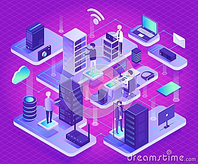 Datacenter Technology and New Innovations Vector Vector Illustration