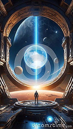 DataEclipse Frontier: Unveiling Tomorrow with QuantumQuotient. AI generate Stock Photo