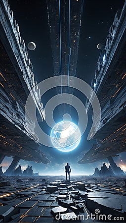 DataEclipse Odyssey: Tomorrow's Quantum Exploration. AI generate Stock Photo