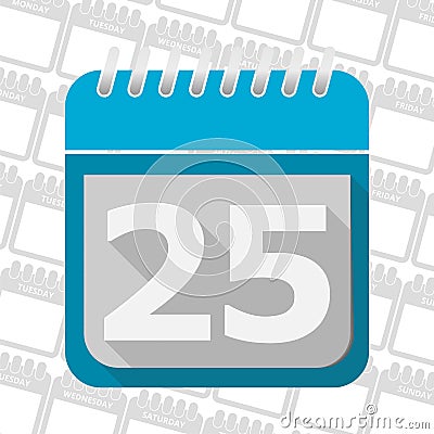 Date button, Calendar sign icon. 25 day month symbol. Vector Illustration