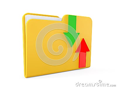 Date downloading Concept. Folder with arrows Stock Photo