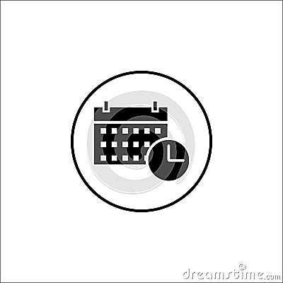 Date and time solid icon, mobile sign and calendar Vector Illustration