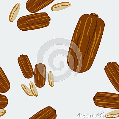 Dates Fruit with Seeds Vector Illustration Seamless Pattern Vector Illustration