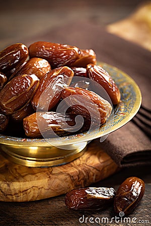 Dates fruits, healthy organic vegetarian food Stock Photo