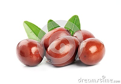 Dates fruits with leaves Stock Photo