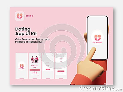 Dating App UI Kit for Responsive Mobile Application or Website with Multiple GUI Including Login, Sign Up, Create Account Type Stock Photo