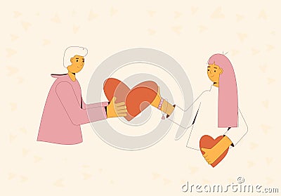 Dating and love. Vector groovy style illustration Vector Illustration