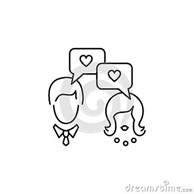 Dating messenger icons. Dialogue, chat men and women, Vector illustration, Line thin symbols Vector Illustration