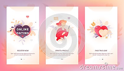 Dating Online UI Template Vector Illustration